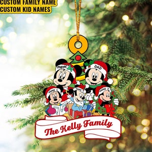 Personalized Family Christmas Ornament, Disney&#39;s Family Ornament, Christmas Mickey And Minnie Ornament, Christmas Family Matching Gift