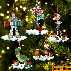 Personalized Name Toy Story Characters Ornament, Christmas Toy Story Ornament, Christmas Baby Gift, Woody Lightyear Jessie Rex Slinky Gift