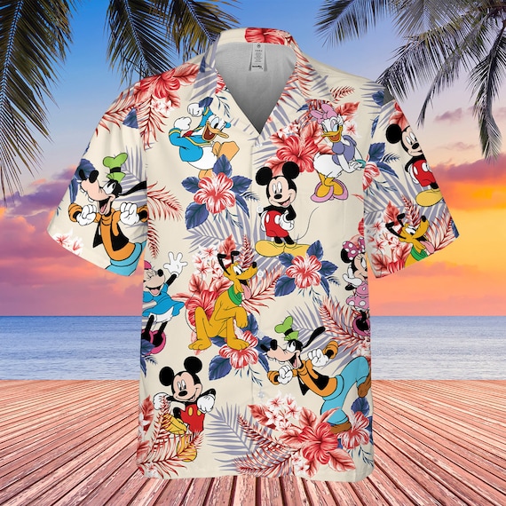 Mickey and Friends Hawaiian Shirt Comfort Colors WDW Hawaiian