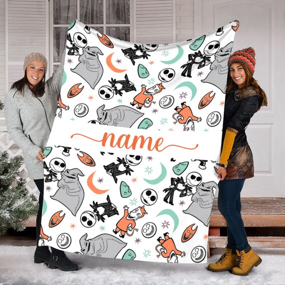 Custom Jack Skellington and Sally Fleece Mink Sherpa the Night Before Christmas Halloween Blanket Oogie Boogie Halloween Blanekt Skull Etsy