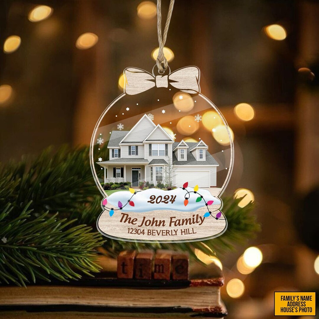 Custom House Photo Ornament, Our New Home First Christmas Ornament, New