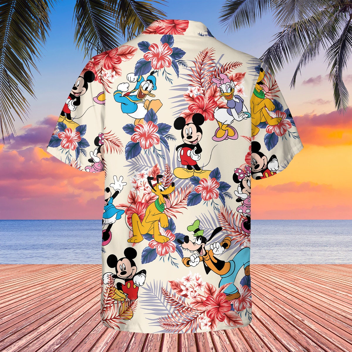Mickey and Friends Hawaiian Shirt Comfort Colors WDW Hawaiian