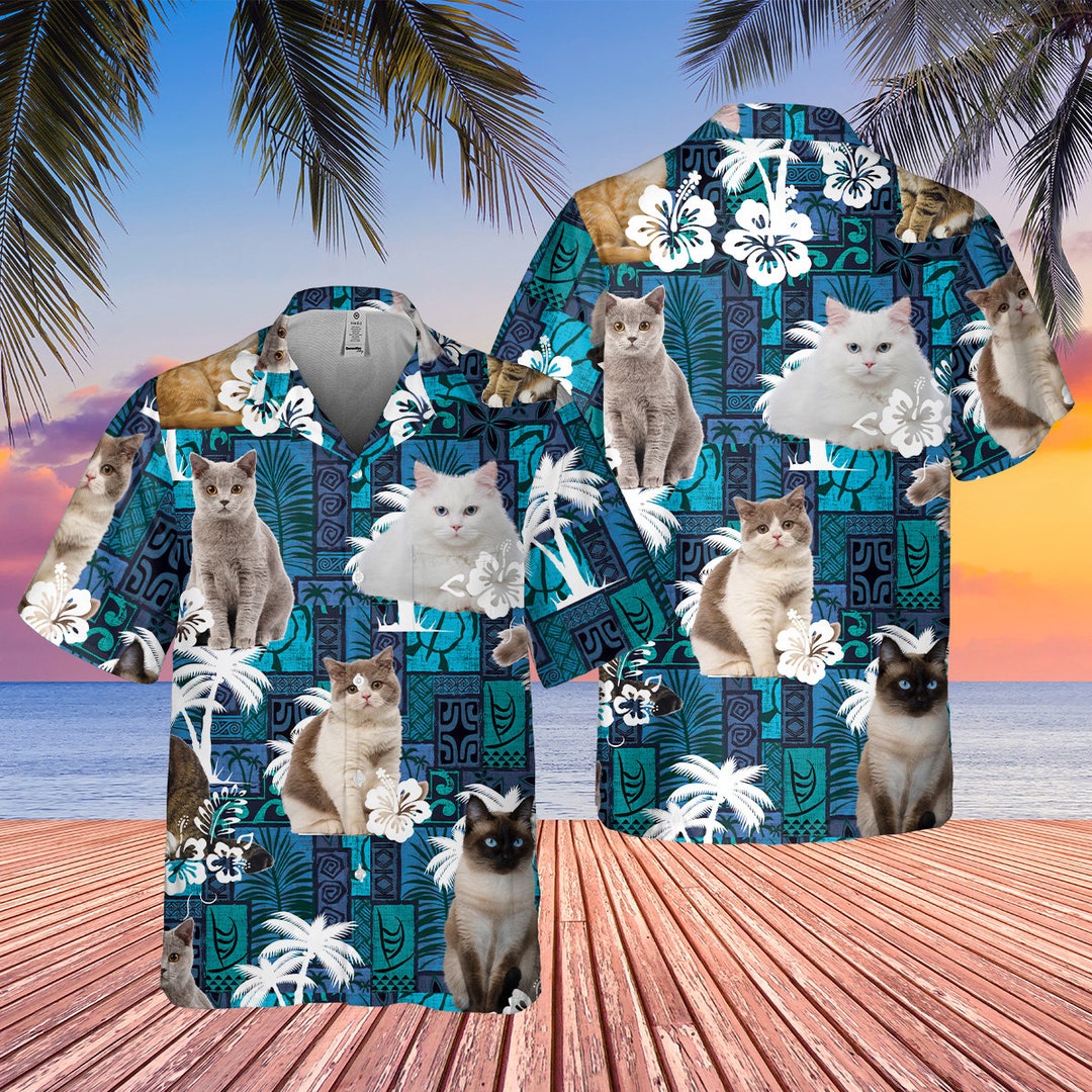 Cat Personalized Hawaii Shirt Personalized Cat Hawaiian Shirt Tropical Cat Hawaii Shirt Custom Your Own Cat Gift for Cat Lover Summer Etsy