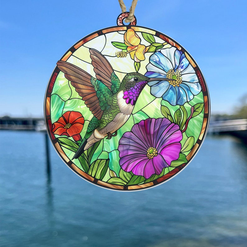 Hummingbird Acrylic Ornament, Hummingbird Window Hanging Decor, Faux ...