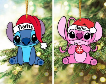 Stitch Ornament Set Featuring Stitch and Angel (Unique Shaterproof Design)