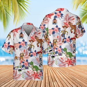 Toy Story Friends Hawaiian Shirt, Pixar Woody Buzz Lightyear Tropical Shirt, 4th of July Shirt, Summer Hawaii Shirt, Aloha Hawaiian Shirt