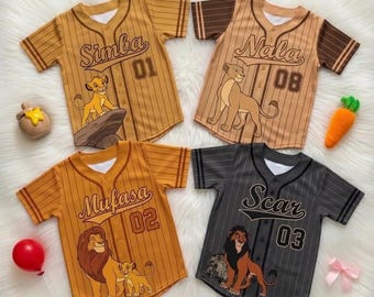 Custom Lion King Baseball Jersey Kids – Simba Nala Timon Shirt, Disney Animal Outfit, Birthday Gift Boy Girl, Toddler Cartoon Kids Jersey