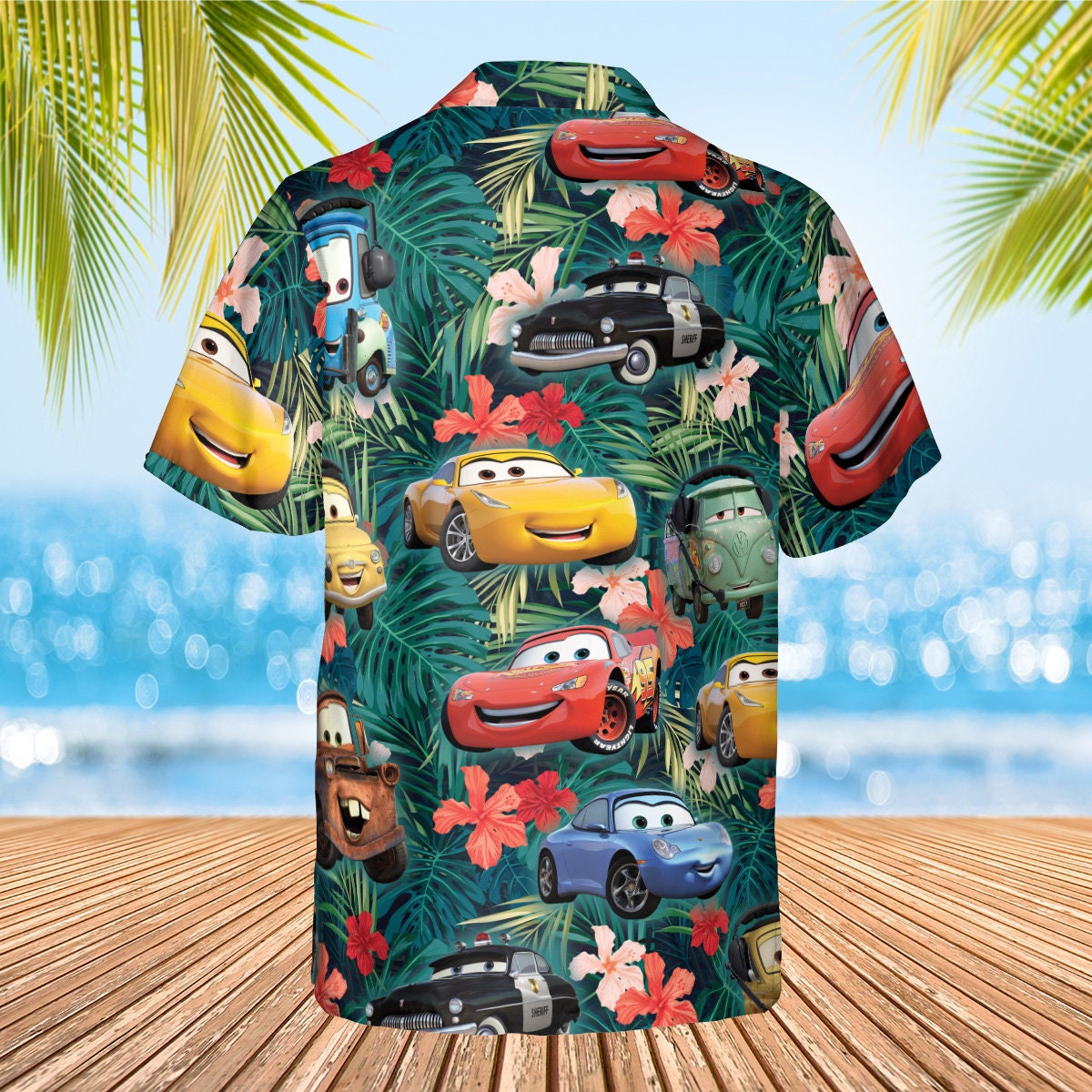 Cars Hawaiian Shirt, Lightning Mcqueen Doc Hudson Summer