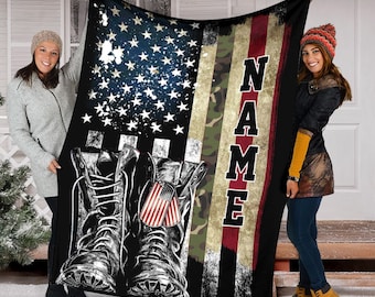 Veteran of the USA Flag, Custom Name Blanket, United States Flag For Veteran's Day, Army Blanket, Memorial Day gift, Father's day Gift