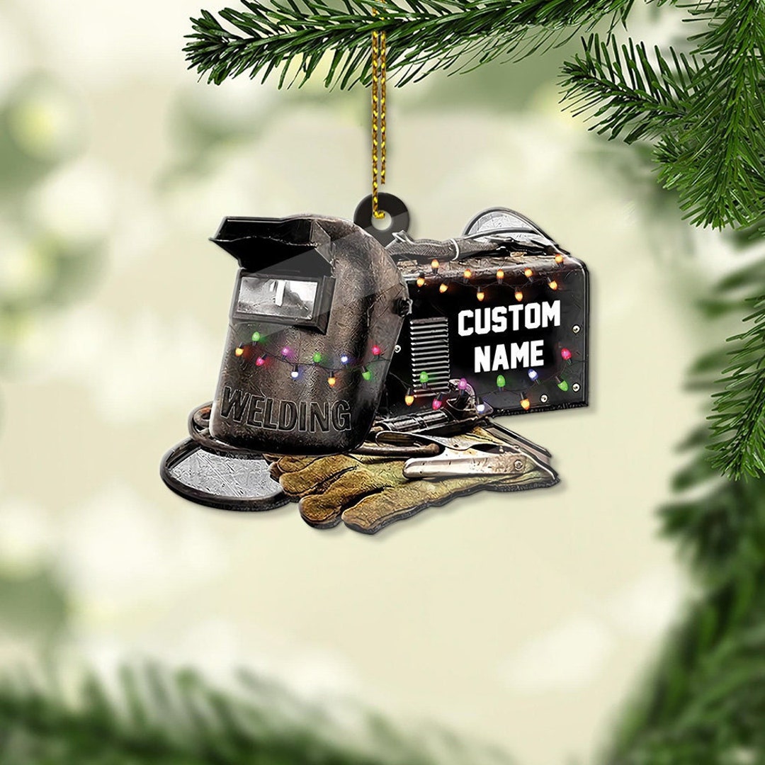 Personalized Name Welder Mask Ornament Christmas, Welder Tool Ornament