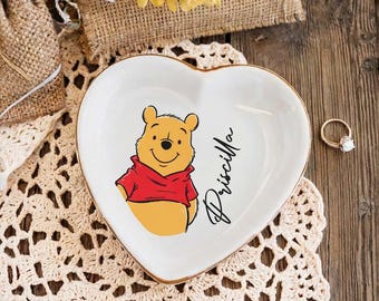 Custom Disney Ring Dish, Pooh &Friends Trinket Dish, Personalized Winnie The Pooh Ring Holder, Custom Disney Gift, Cute Jewelry Dish