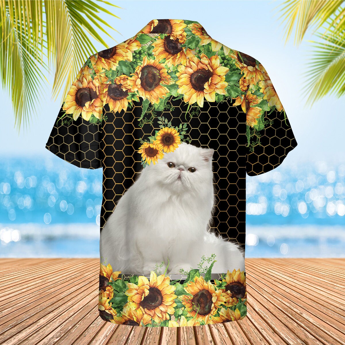 Cat Hawaiian Shirt, Cat Hawaiian Shirt, Tropical Cat Hawaii Shirt, Sunflower Hawaiian Shirt, Own Cat, Gift For Cat Lover