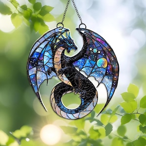 Blue Dragon Acrylic Suncatcher, Dragon Lover Gift, Dragon Inspired Art, Dragon Ornament, Halloween Gift, Window Hangings