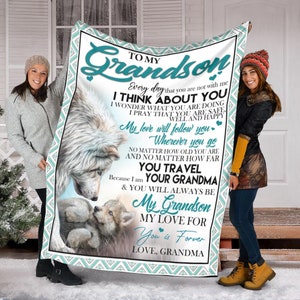 To my grandson  Fleece Blanket ,Mink Blanket,Sherpa Blanket,Anniversary Gift,Family Blanket, Gift For Grandson