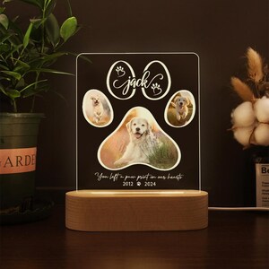 Personalized Pet Memorial Night Light, Custom Pet Collage Photo Plaque, Pet Night Light, Custom Dog Photo, Pet Memorial Frame, Cat Loss Gift