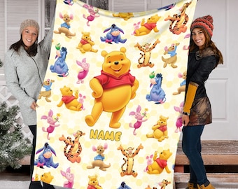 Personalized Winnie The Pooh Blanket Pooh Bear Blanket Winnie The Pooh and Friends Blanket Tigger Piglet Eeyore Blanket Cartoon Pooh