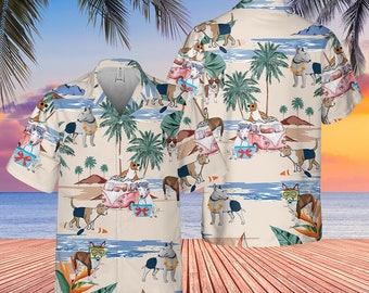 Bull Terrier Summer Beach Camisa hawaiana, Camisa hawaiana de perro, Camisa hawaiana de vacaciones en la playa, Camisa aloha de vacaciones de verano, Familia tropical Hawai