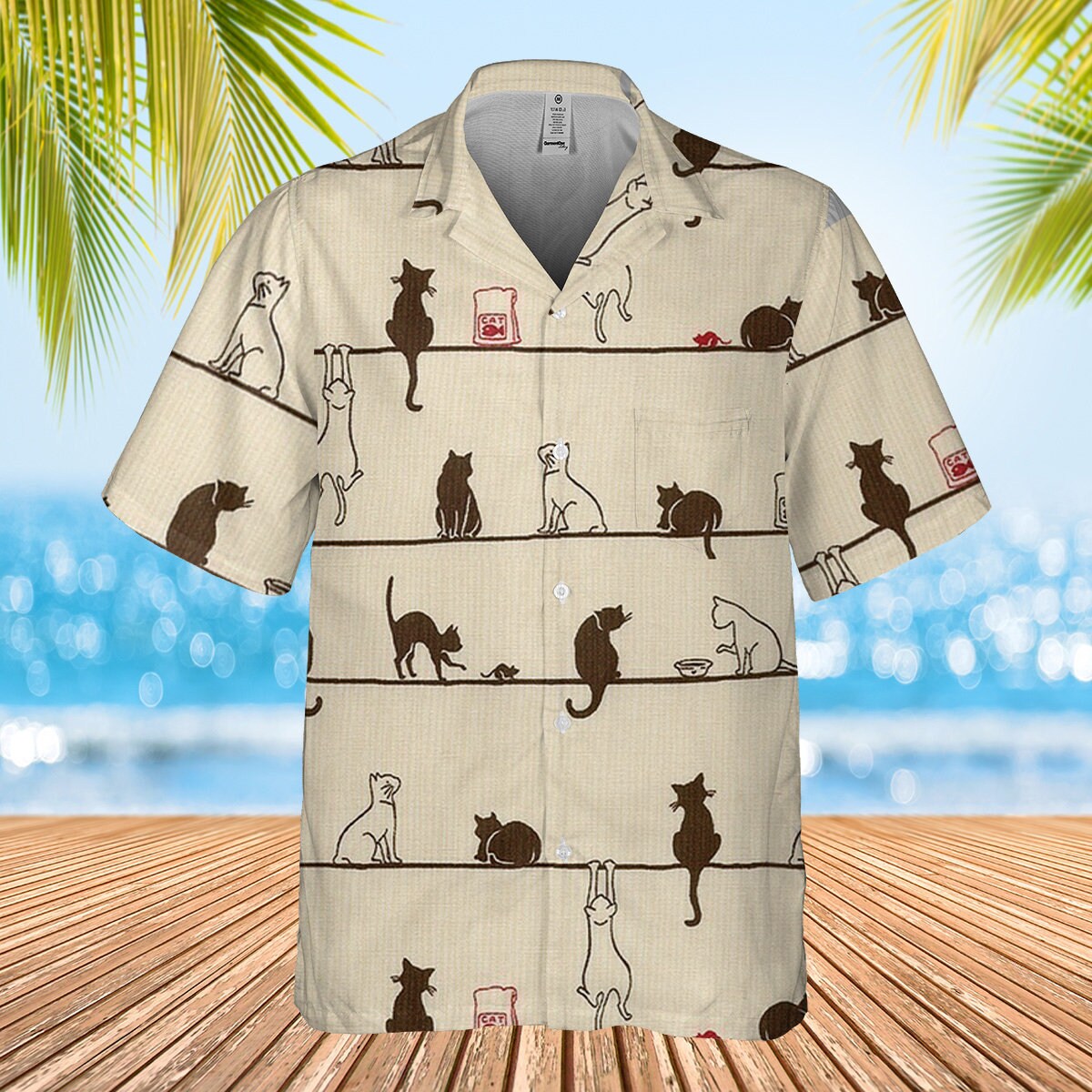 Cat Own Love Hawaiian Shirt, Cat Hawaiian Shirt,Funny Cat Shirt, Cat Lovers Shirt, Cat Button Shirt, Hawaiian Shirt Men, Summer Hawaii Shirt
