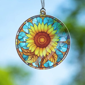 Sunflower Suncatcher, Sunflower Acrylic Window Hanging Decor, Housewarming Gift, Sunflower Suncatcher Ornament