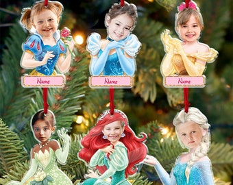 Personalized Name Princess Ornament, Custom Photo Princess Ornament, Princess Christmas Ornament, Disney Ornaments, Disney Princess Ornament