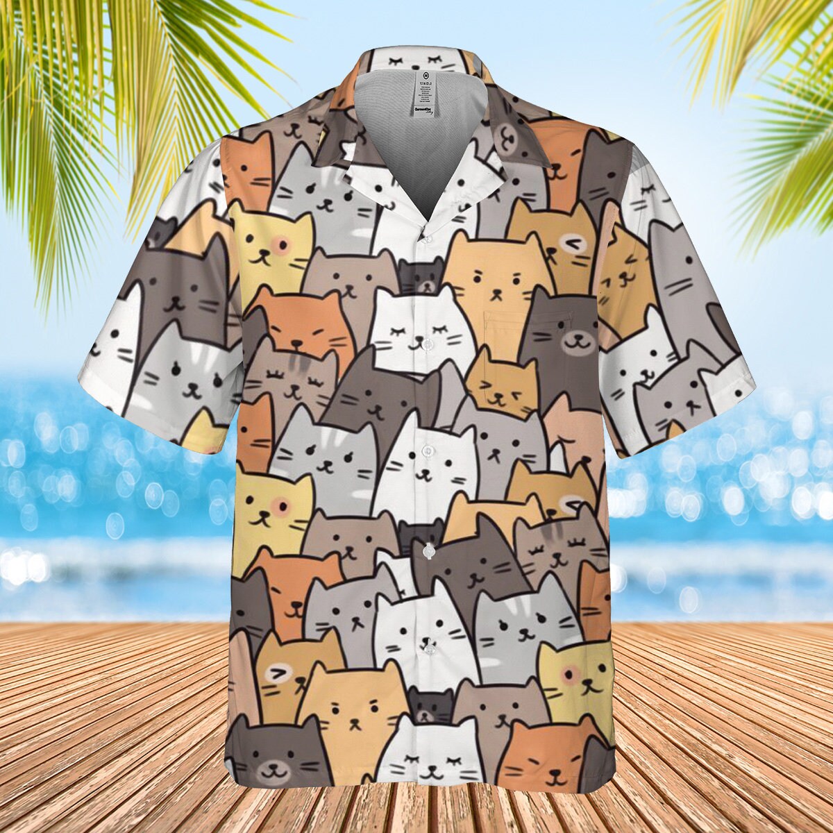 Cat Art Hawaiian Shirt, Cat Love Hawaiian Shirt,Funny Cat Shirt, Cat Lovers Shirt, Cat Button Shirt, Hawaiian Shirt Men, Summer Hawaii Shirt