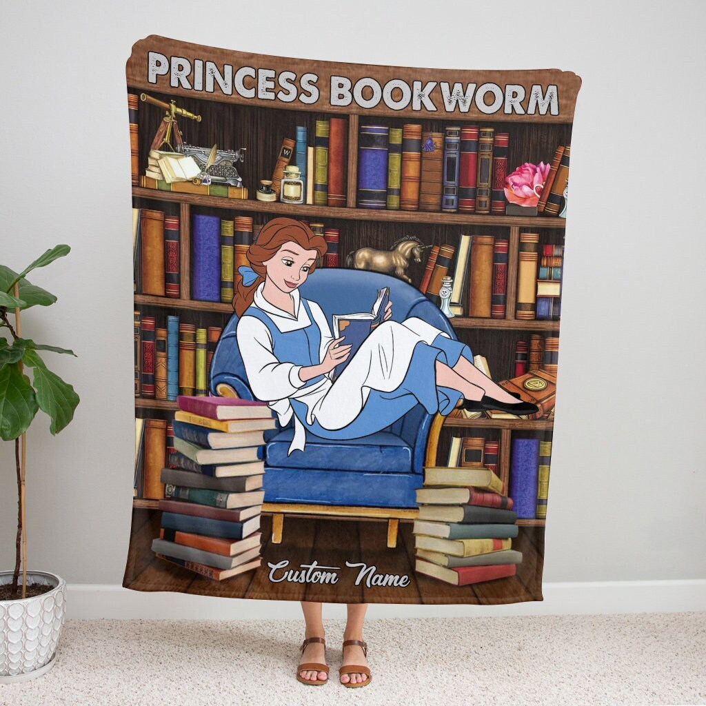 Personalized Bella Princess Bookworm Fleece Blanket