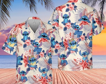 Stitch Hawaiian 4th Of July Shirt, Summer Vacation Aloha Shirt, Funny Stitch Beach Shirt, Stitch Summer Shirts, Stitch Hawaii Shirt For Men