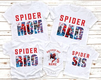 Personalized Spiderman Birthday Boy Shirt, Spiderman Family Birthday, Spider Dad, Spider Mom, Spider Boy, Birthday Boy Matching