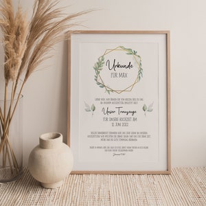 Trauurkunde EUKALYPTUS Trauzeugin Trauzeuge Boho Greenery personalisiert Hochzeit Heiraten Geschenk