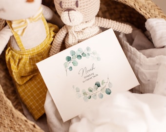 Einladungen EUKALYPTUSKRANZ Taufe Konfirmation Kommunion Firmung Baby personalisiert Taufkarte