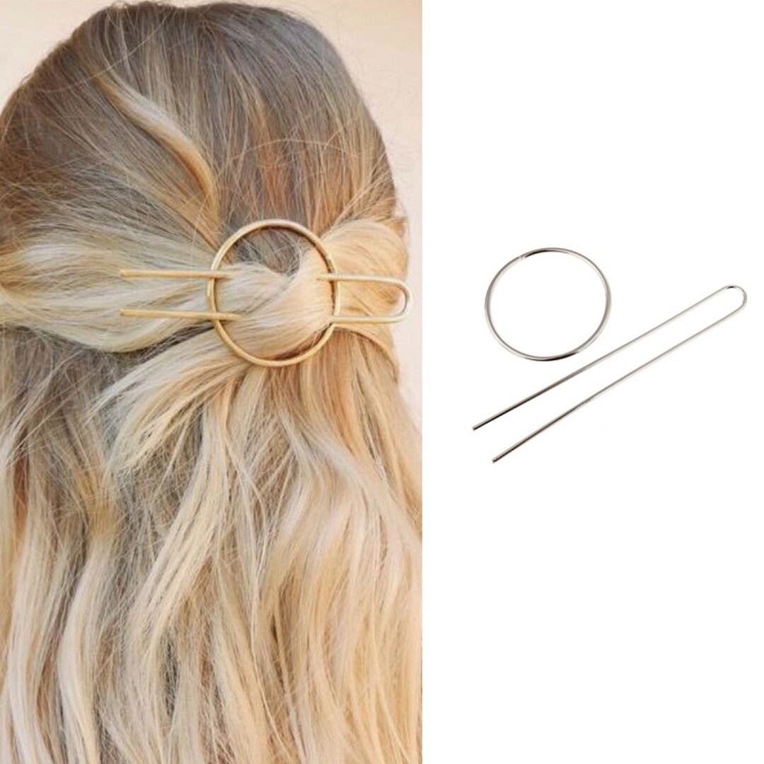 Minimalist Brass Hair Clip,gold,silver,gold Hair Accessories,round ...