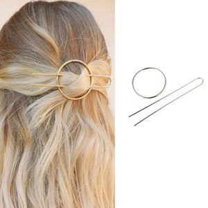 Minimalist brass hair clip,gold,silver,gold hair accessories,round barrette,French U pin,hair slide,geometric hair clip