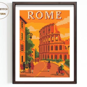 Rom Kreuzstichmuster / Italien Landschaft Nadelspitze / Urlaub Kreuzstich / digitales PDF Muster