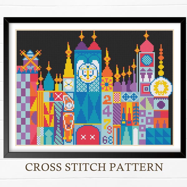 Patrón de punto de cruz "Castillo del Mundo Pequeño": Decoración infantil (Descarga digital en PDF)