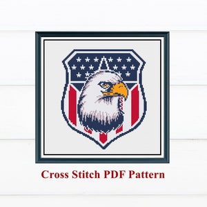 Amerikanischer Adler mit USA Flaggen Kreuzstichmuster / Amerikanische Symbole / Digitales Muster / sofort download PDF