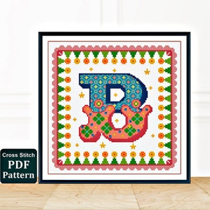 Circus Letter B cross stitch pattern / Alphabet, nursery, home decor cross stitch / Instant download PDF / Embroidery / Needlepoint