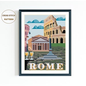 Rom Kreuzstichmuster / Italien Landschaft Nadelspitze / Urlaub Kreuzstich / digitales PDF Muster