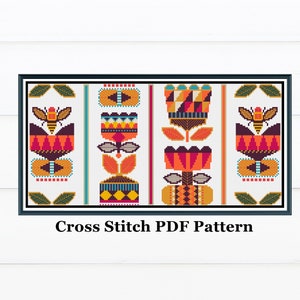 African Folk Art Cross Stitch Pattern for Pillow / Folk Cross Stitch / Instant Download PDF