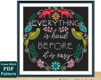 Floral Cross Stitch Pattern: Scandinavian Folk Art Design (Instant Download PDF)
