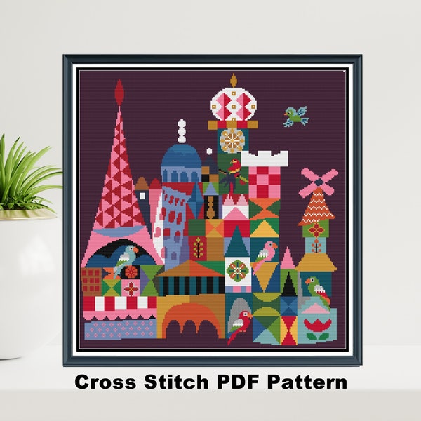 Small World Cross Stitch PDF Pattern  /   Embroidery / Needlepoint / Instant Download PDF / Kids Crafts