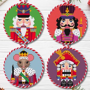 Nutcracker Ornament Set -  cross stitch pattern PDFs - Instant Download - Christmas decor -Needlepoint
