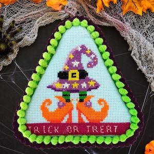 Halloween -Trick or Track Cross Stitch Pattern / Halloween Needlepoint / Digital PDF Pattern