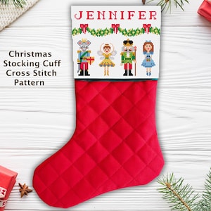 Nutcracker Christmas  Stocking Cuff Cross Stitch Pattern - PDF - Instant Download - Christmas decor -Needlepoint - Medium Size