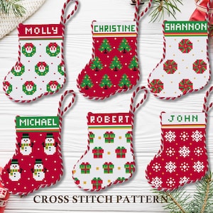 Mini set di decorazioni natalizie per calze - sei PDF di schemi per punto croce - Download immediato - Decorazioni natalizie - Punto croce