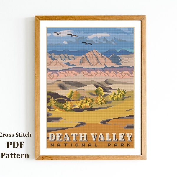 Death Valley National Park Cross Stitch Pattern / American Landscape / Mountain needlepoint / Holiday Cross Stitch / Digital PDF Pattern