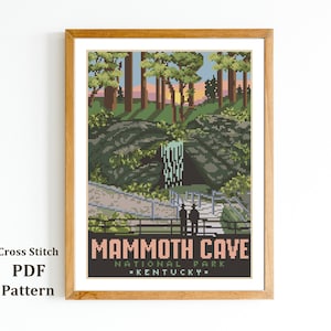 Mammoth Cave Cross Stitch Pattern / National Park / American Landscape / Needlepoint / Digital PDF Pattern