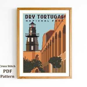 Dry Tortugas Cross Stitch Pattern / National Park /Florida Landscape /Needlepoint / Digital Pattern
