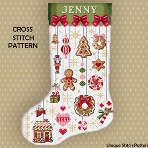 Large Christmas Stocking Cross Stitch Pattern: Customizable Needlepoint (Instant Download PDF)