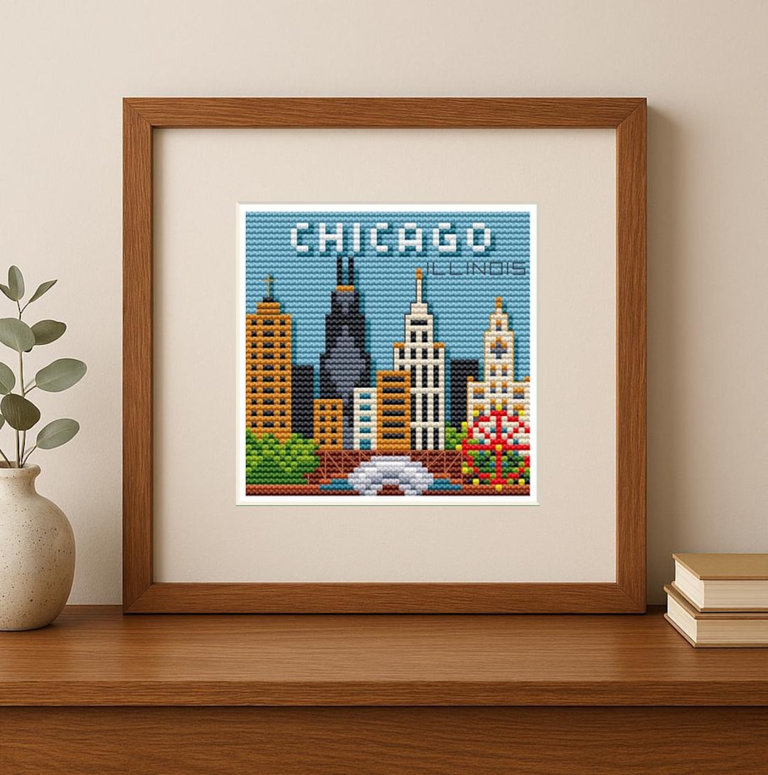 Chicago Cross Stitch Pattern: Retro American City Needlepoint (PDF ...