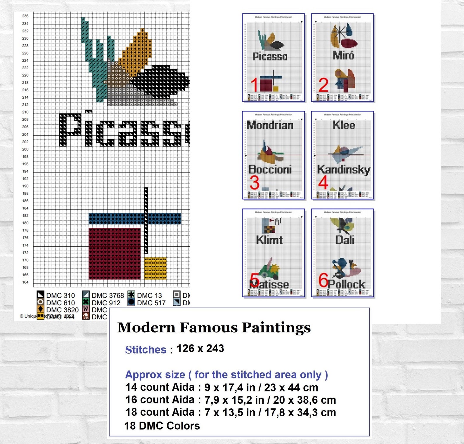 Modern Famous Paintings Cross Stitch Pattern / | Etsy